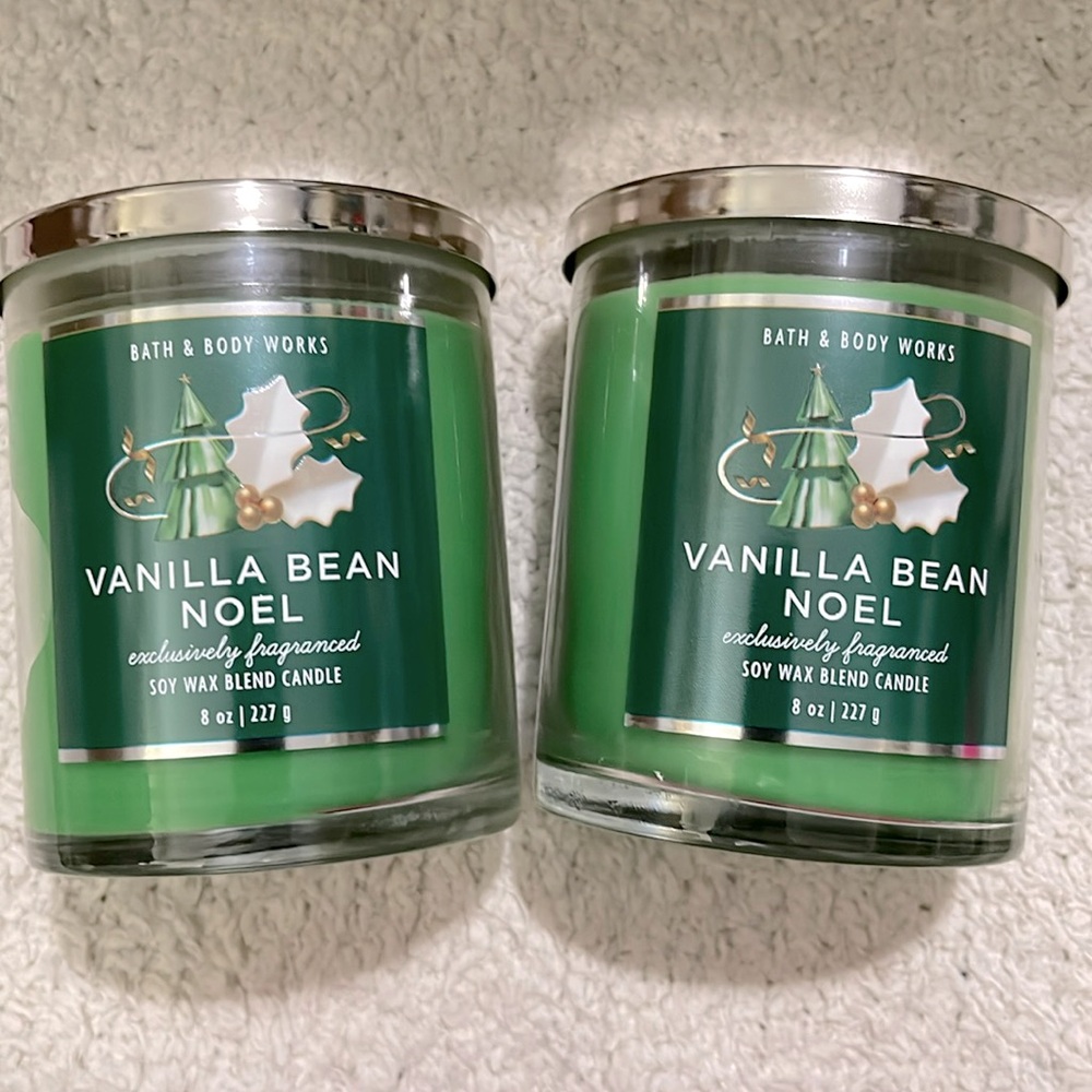 NWT- Bath & Body Works. Two “Vanilla Beam Noel” 8oz Candles